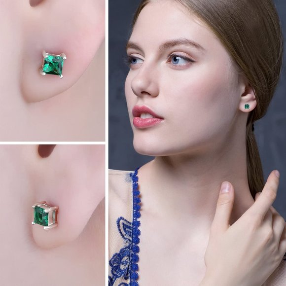 💚 Nano Russian Emerald Earrings- 925 Sterling Silver - Picture 4 of 7